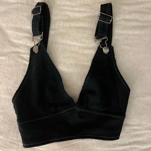 Carmar Cropped Denim Buckle Top